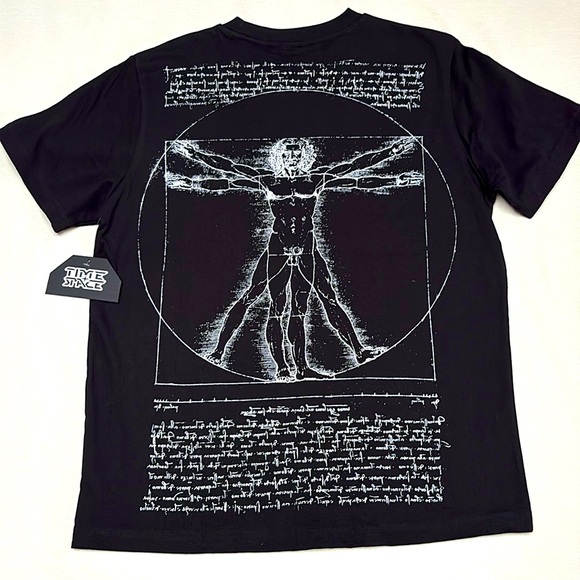 Leonardo da Vinci “The Vitruvian Man” drawing print Shirt - brand new - Picture 1 of 9